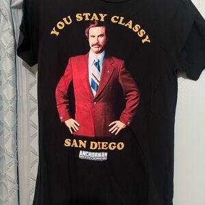 Black Graphic anchorman movie T-Shirt